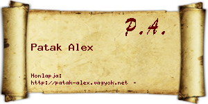 Patak Alex névjegykártya